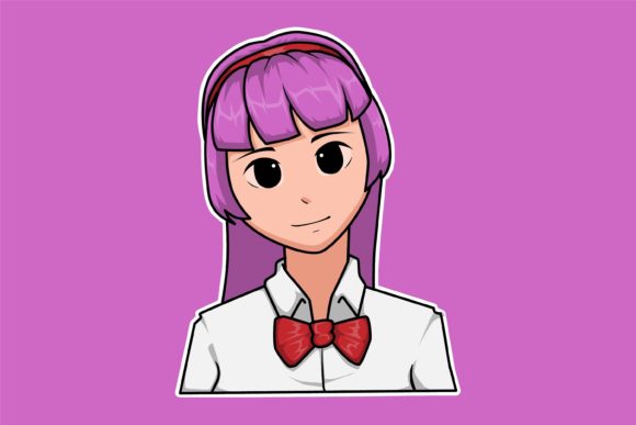 Purple Hair Girl Back to School Cartoon: A Versatile Vector Illustration for Modern Design
